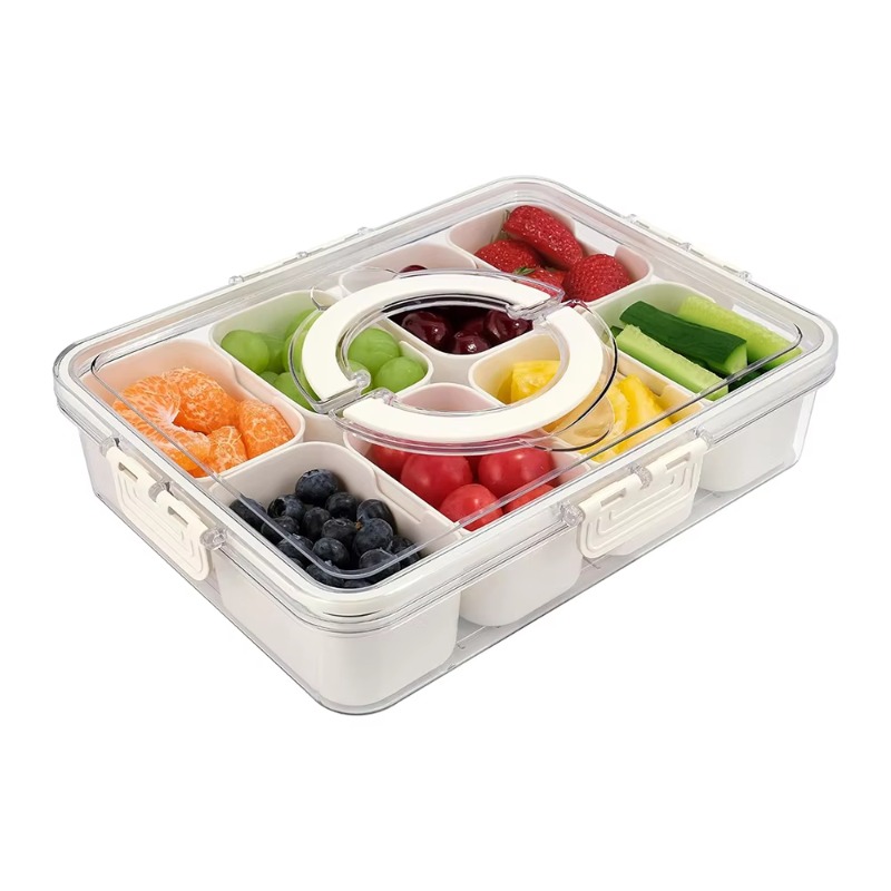 Food Storage With Dividers - Kitchen Plastic PET 8 Compartments Divided