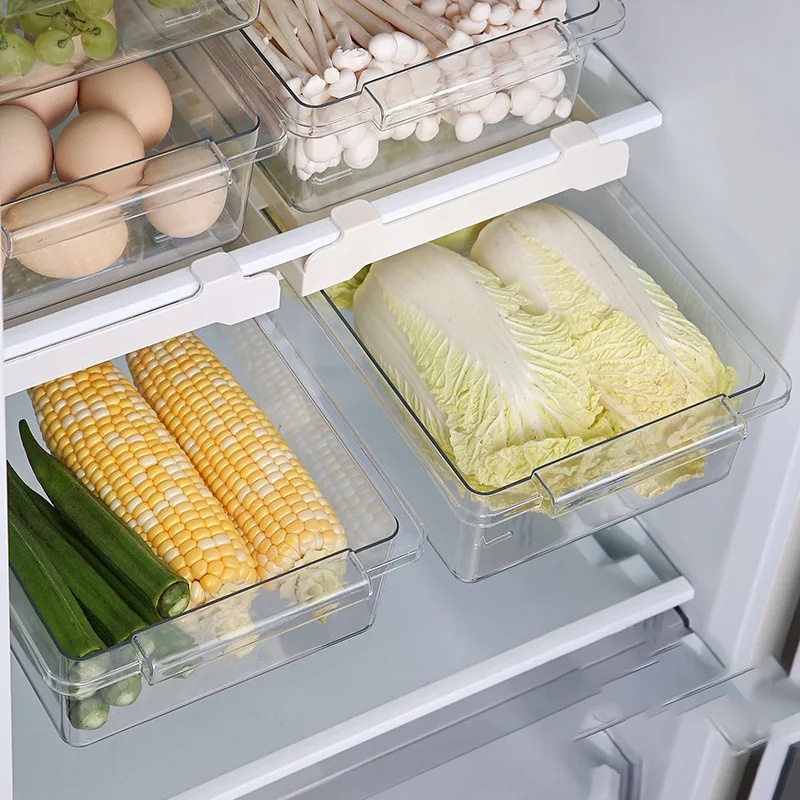 Hanging Pull Out Fridge Drawer - Food Storage With Dividers ulasan dan harga