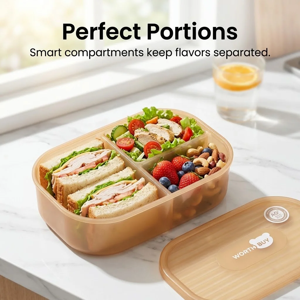 Detachable Plastic Bento Box M - Food Storage With Dividers ulasan dan harga