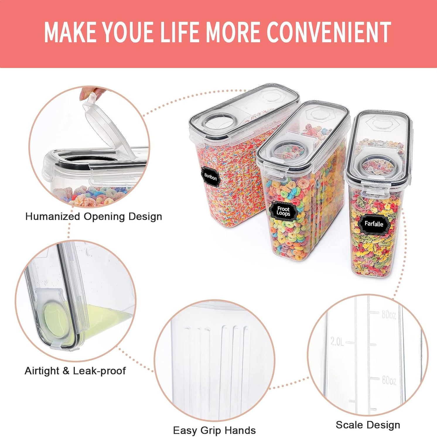 2.5L Cereal Storage Containers - Food Storage Labels ulasan dan harga