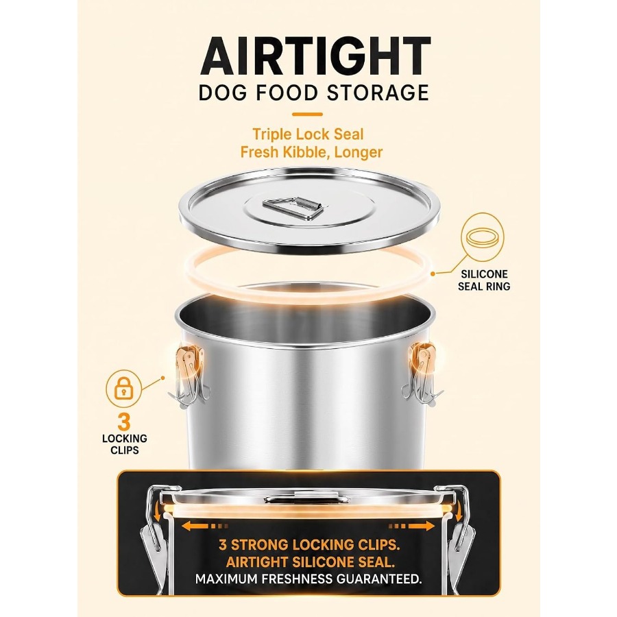 35LBS Airtight Stainless Steel - Food Storage Containers ulasan dan harga