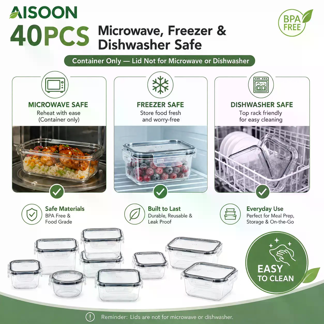 40 PCS Extra Large 85oz Silico - Food Storage Meals ulasan dan harga