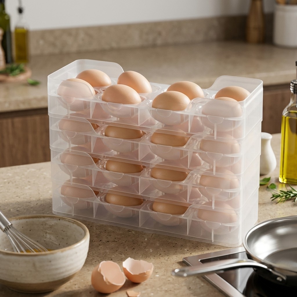 Stackable Egg Holder Fridge Or - Food Storage With Dividers ulasan dan harga