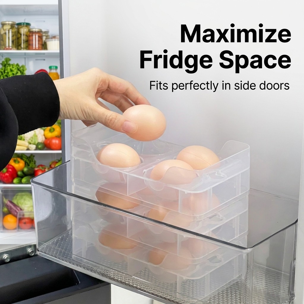 Stackable Egg Holder Fridge Or - Food Storage With Dividers ulasan dan harga