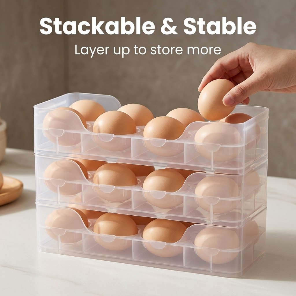 Stackable Egg Holder Fridge Or - Food Storage With Dividers ulasan dan harga