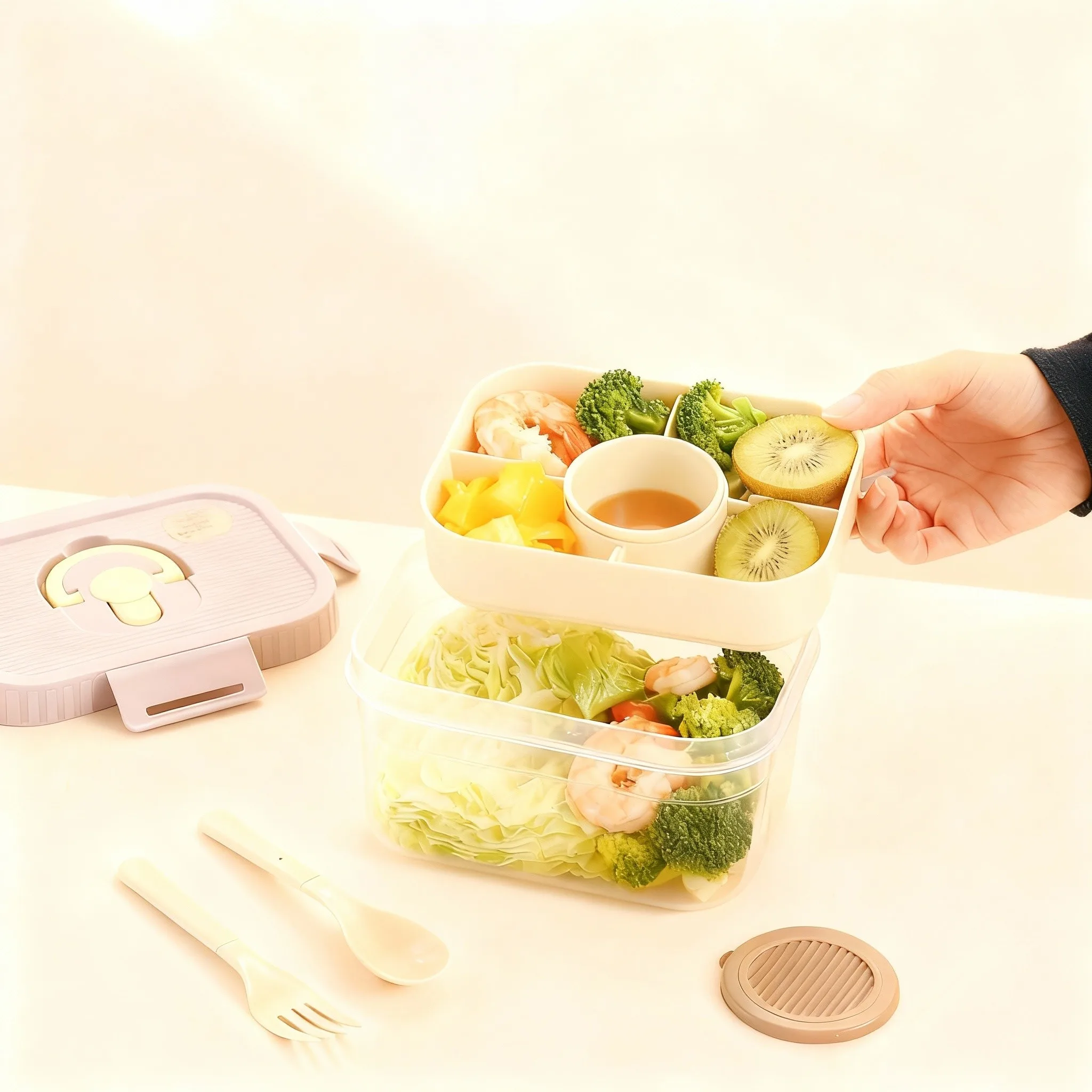 Portable Plastic Double-layer  - Food Storage Oven Safe ulasan dan harga