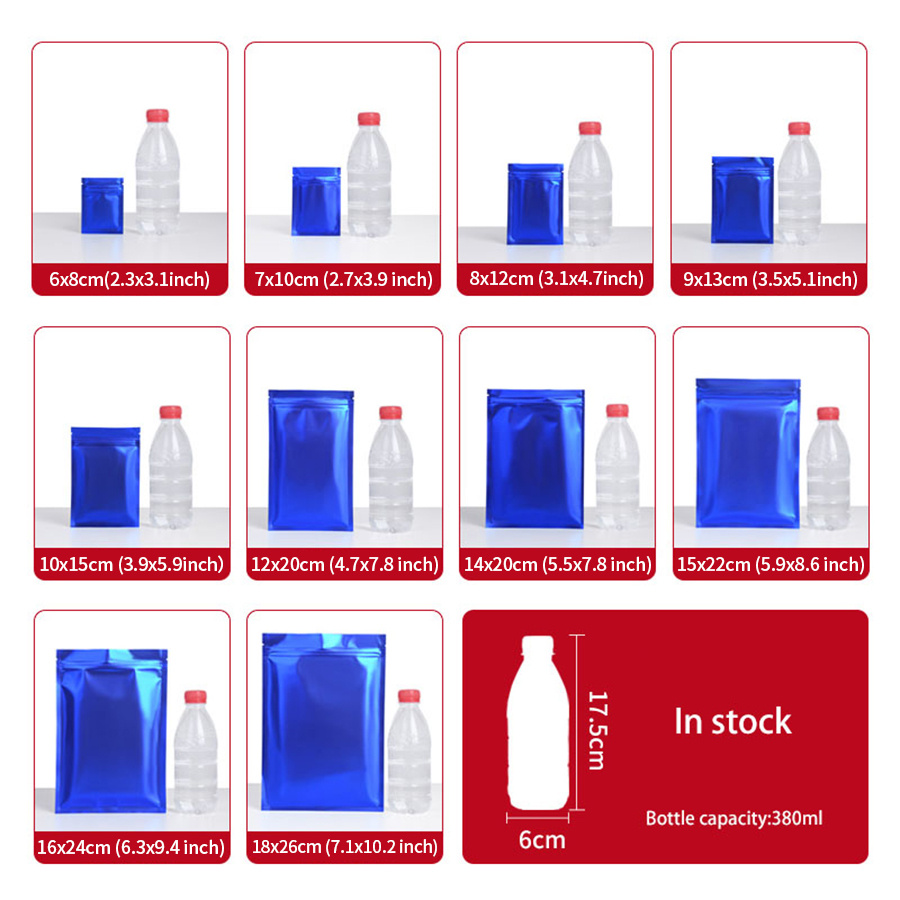 100pcs Matte Blue Foil Zipper  - Food Storage Bag ulasan dan harga