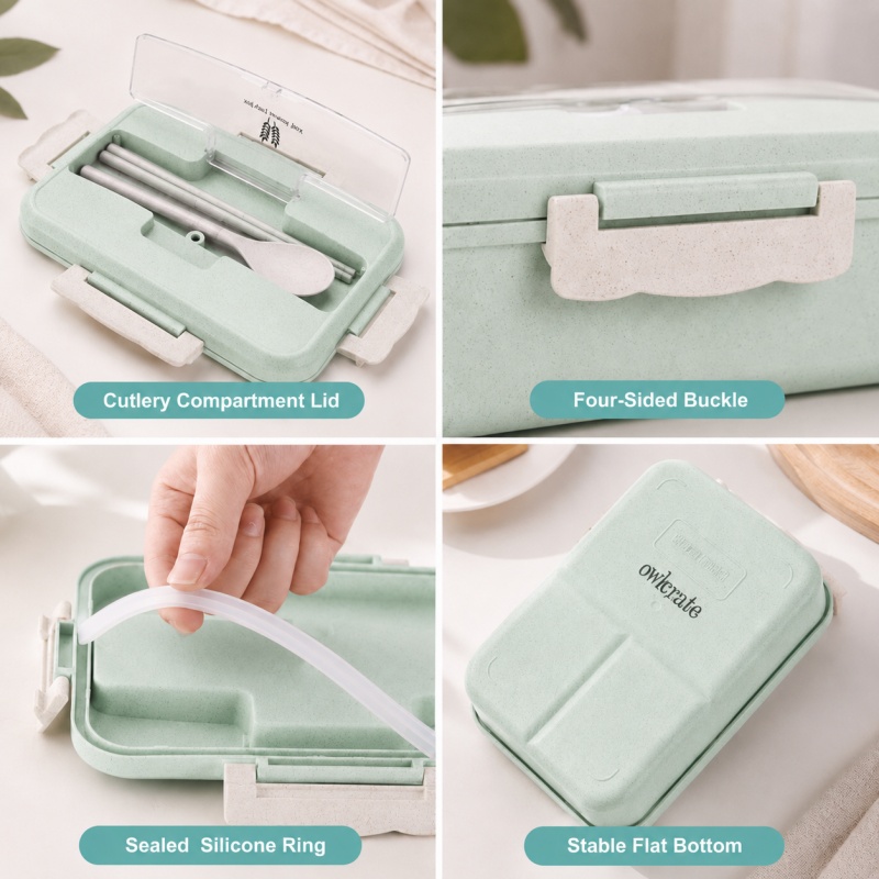 Wheat Straw Lunch Box Microwav - Food Storage Oven Safe ulasan dan harga